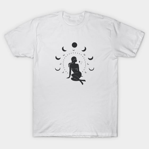 Sitting Moon Goddess T-Shirt by studioaartanddesign